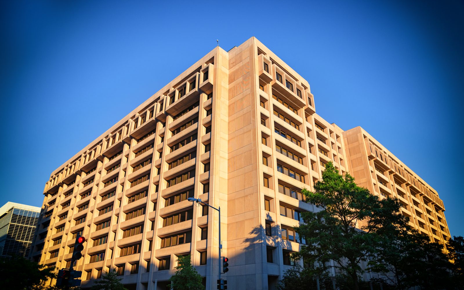 The International Monetary Fund's headquarters building at 700 19th Street NW in Washington, D.C.